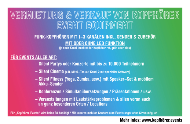 Silent Disco, Kopfhörerparty, Silent Party, Silent Disco, Silent Disco mieten, Silent Party Equipment, Silent Disco Equipment, Silent Disco Kopfhörer, Silent Party Kosten, Silent Disco leihen